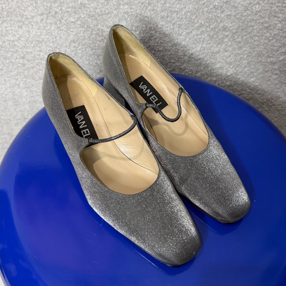 Metallic Pewter Mary Jane with Block Heel
